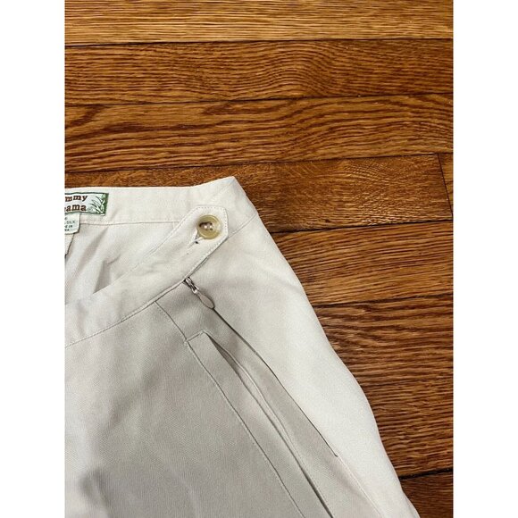 Tommy Bahama Womens Silk Pants Size 16 31x23 Beige Cropped Vintage 90s Resort - Picture 3 of 4